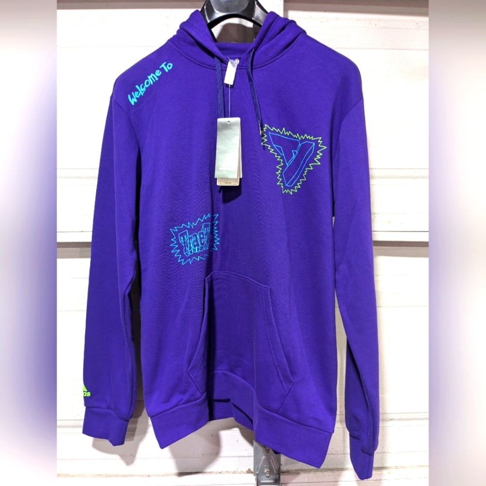 Adidas Traetl Pullover Hoodie Graphic Design Collegiate Purple Men’s Size M New